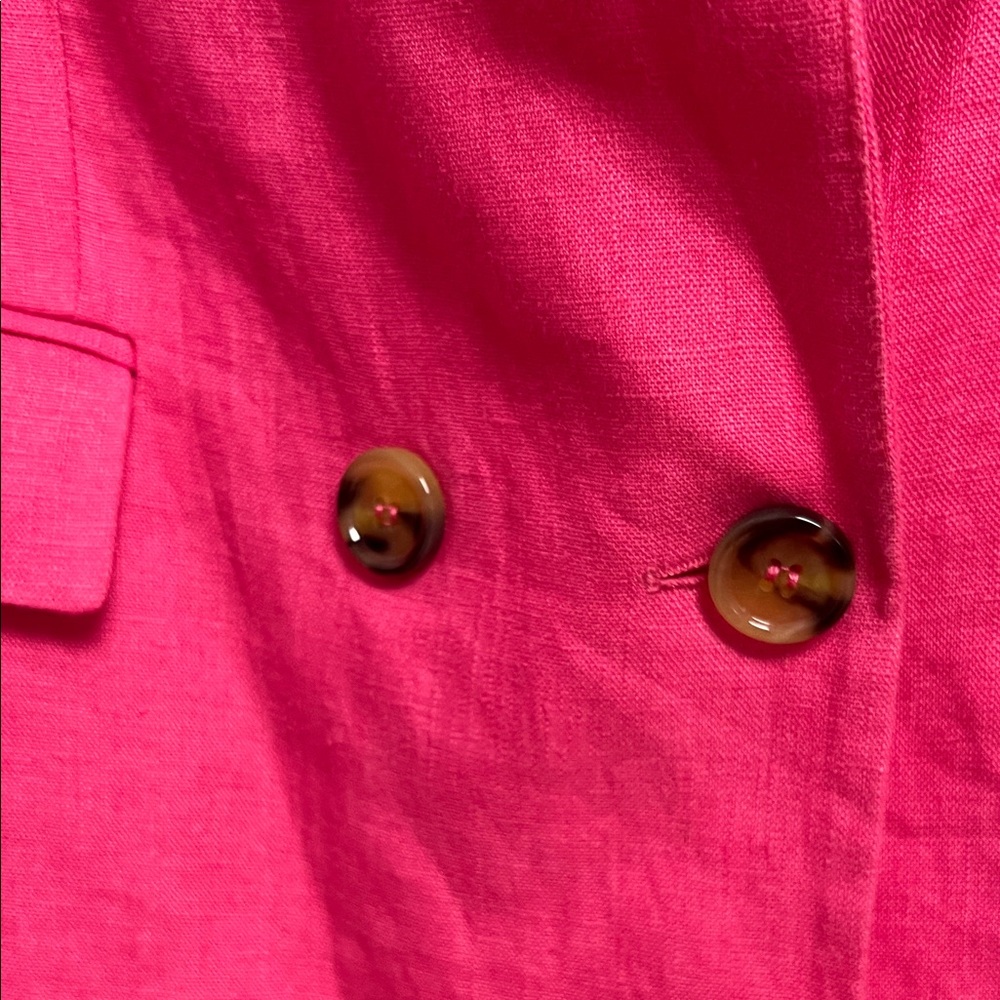 Mango Vibrant Pink Double-Breasted Linen Blazer Small - Picture 3 of 8